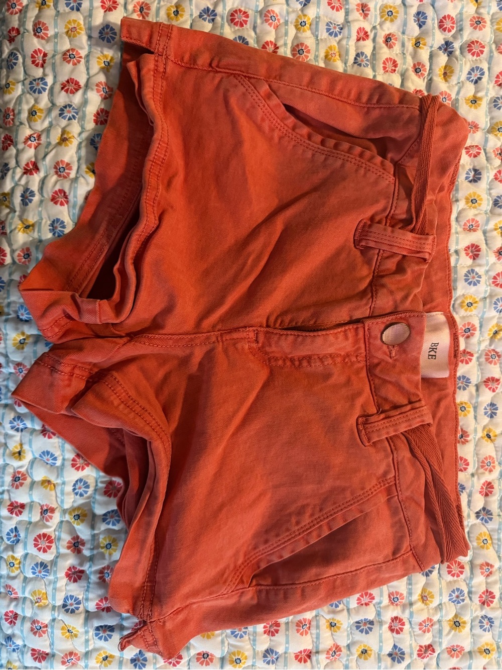 BKE Women's Coral-Orange Denim Shorts